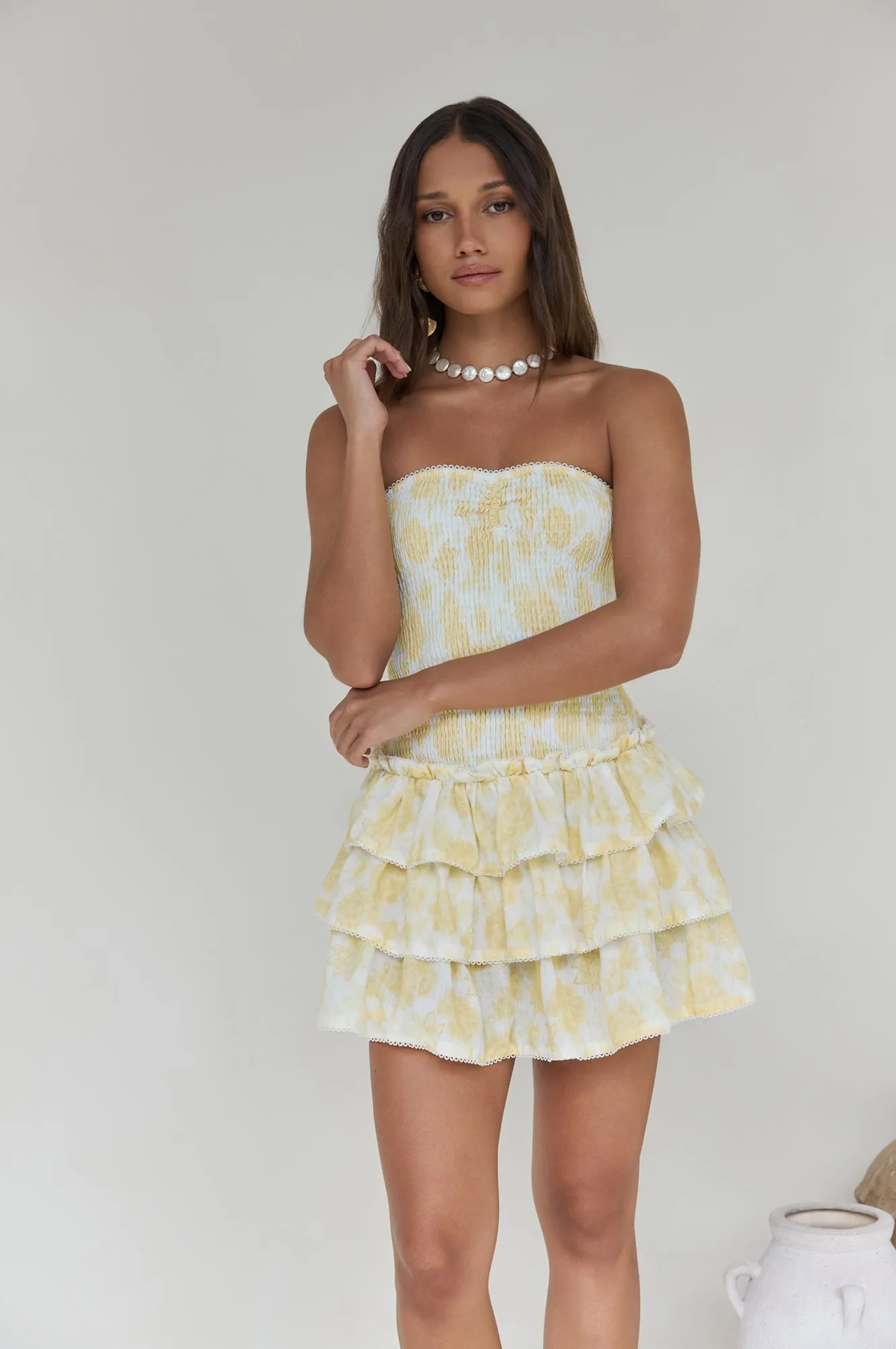 Sunshine Chic Strapless Mini Dress Yellow sold by Fortunate One product image thumbnail 4