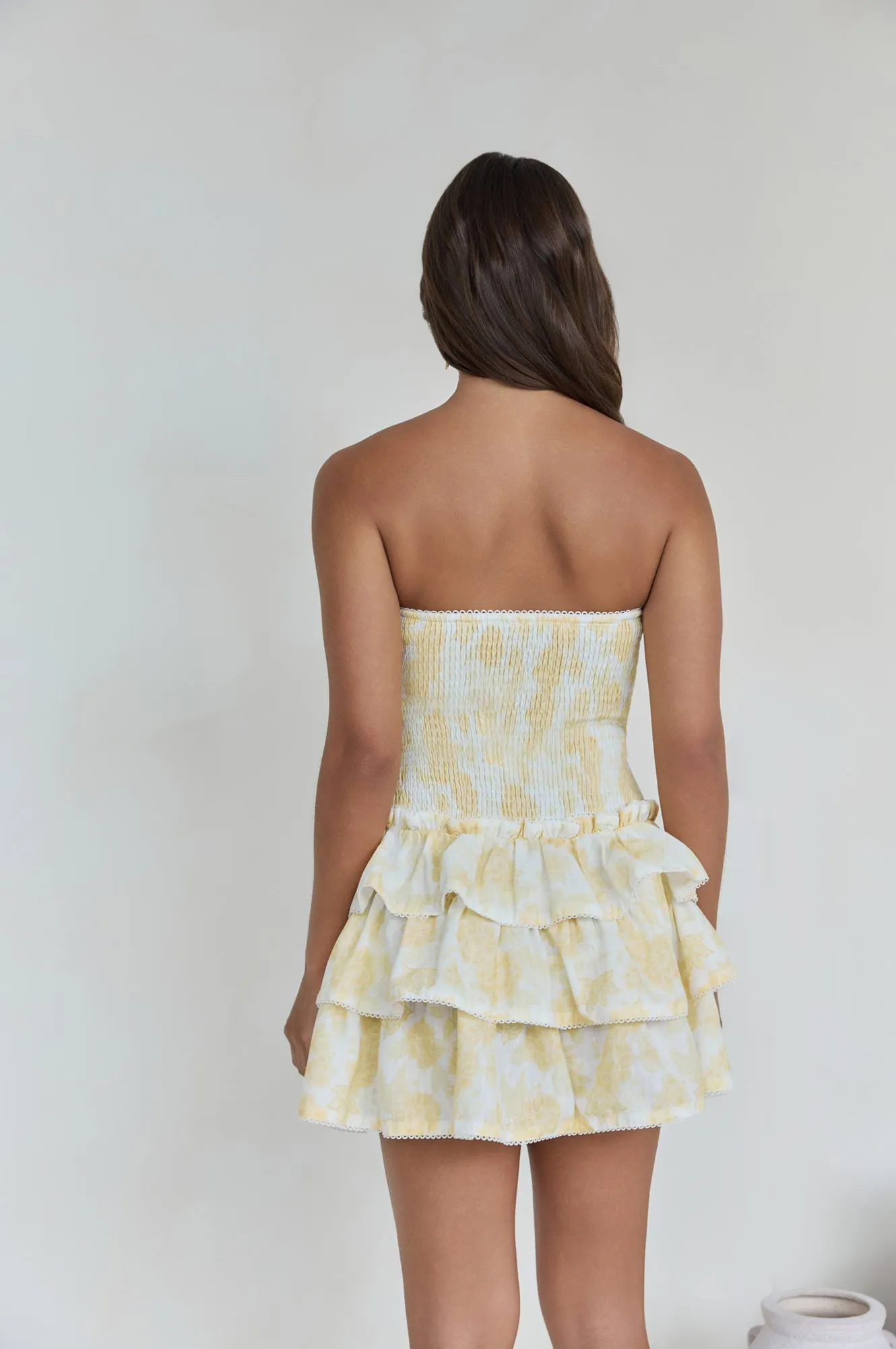 Sunshine Chic Strapless Mini Dress Yellow sold by Fortunate One product image thumbnail 2