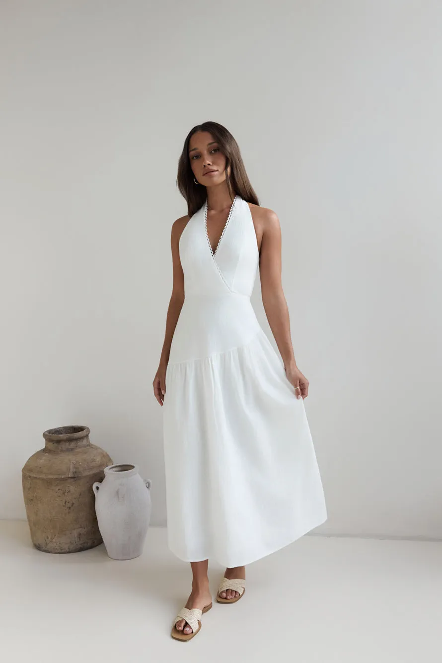 Angelic Song Halter Maxi Dress White sold by Fortunate One