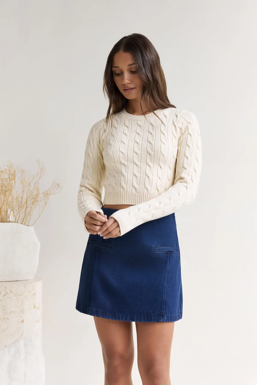 The Exclusive Cable Knit Sweater Cream sold by Fortunate One product image thumbnail 4