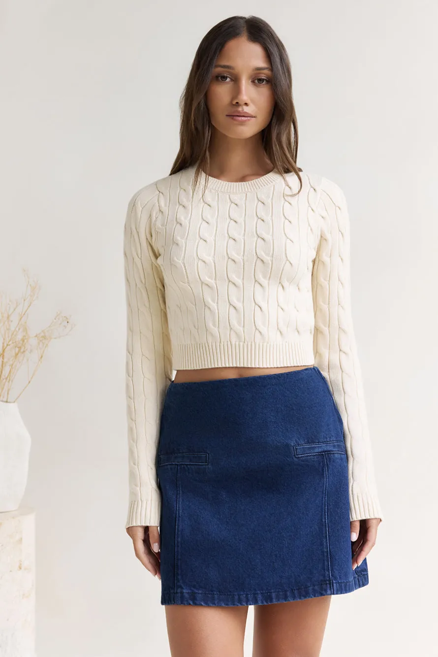 The Exclusive Cable Knit Sweater Cream sold by Fortunate One