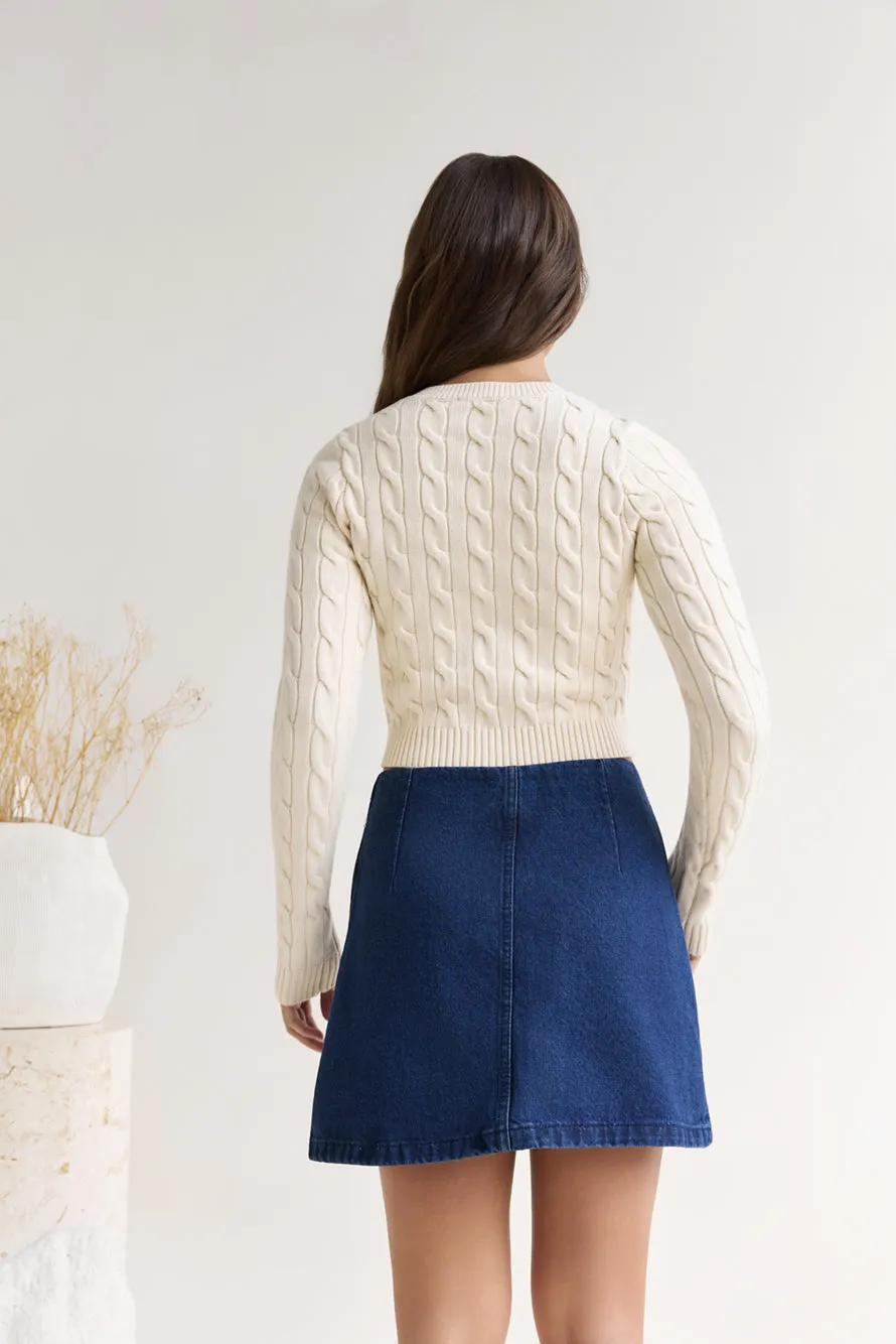 The Exclusive Cable Knit Sweater Cream sold by Fortunate One product image thumbnail 2