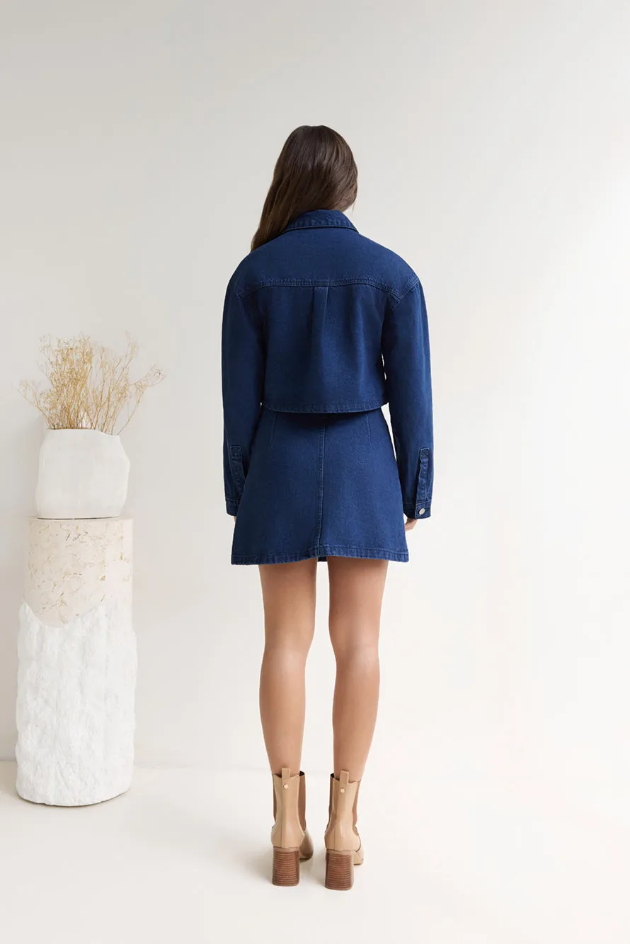 Coffee Dates Cropped Denim Jacket Blue sold by Fortunate One product image thumbnail 2