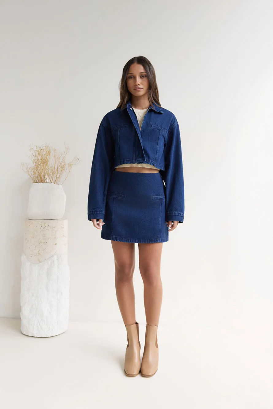 Coffee Dates Cropped Denim Jacket Blue sold by Fortunate One product image thumbnail 4