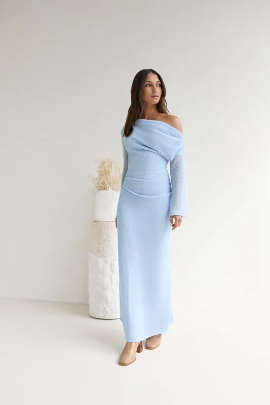 Cool Daze Long Sleeve Knit Maxi Dress Blue sold by Fortunate One