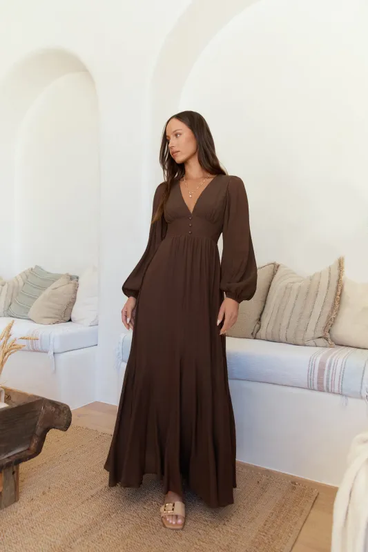 Sweeter Dreams Long Sleeve Maxi Dress Chocolate sold by Fortunate One