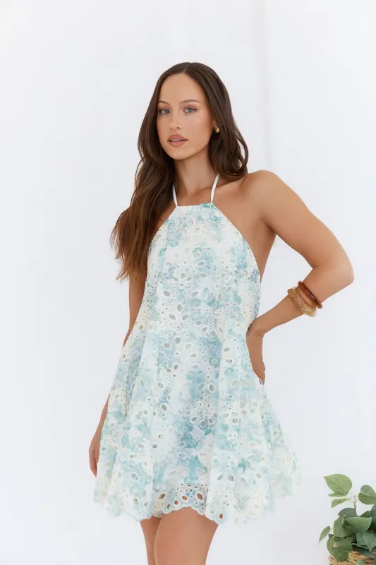 Muse Of The Moment Halter Mini Dress Blue sold by Fortunate One
