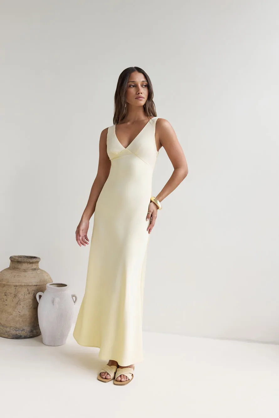 Lost In Daydreams Satin Maxi Dress Yellow sold by Fortunate One product image thumbnail 2