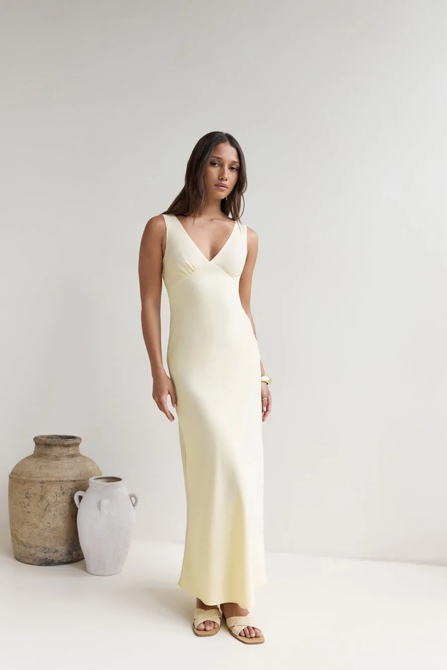 Lost In Daydreams Satin Maxi Dress Yellow sold by Fortunate One product image thumbnail 5