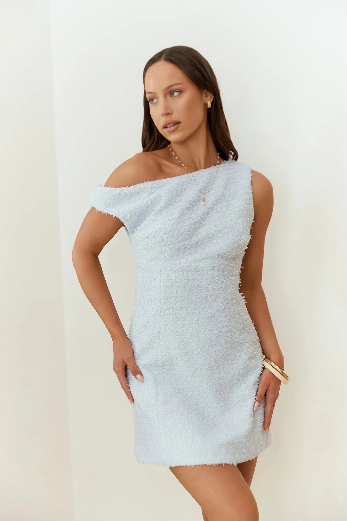 Dreaming Days Off Shoulder Mini Dress Blue sold by Fortunate One product image thumbnail 3