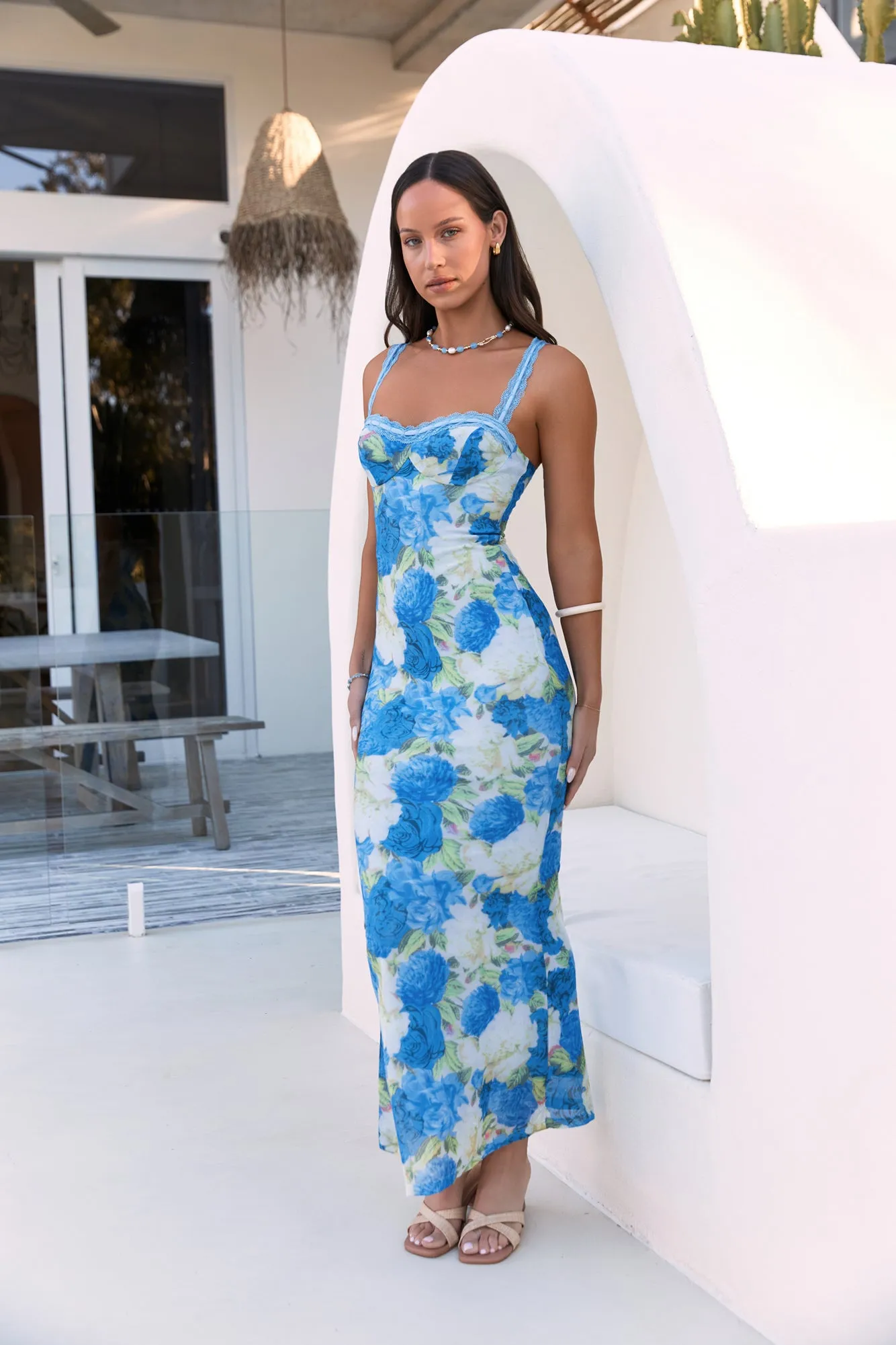 Open Your Eyes Mesh Maxi Dress Blue sold by Fortunate One