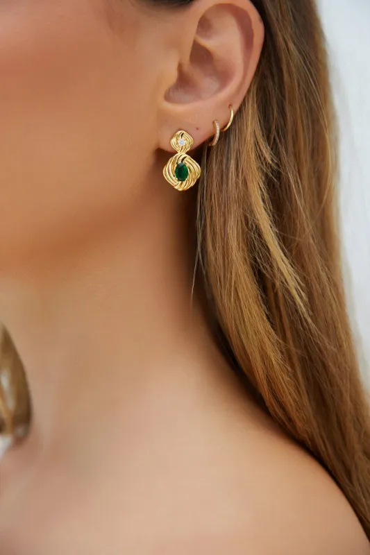18k Gold Plated Royalty Earrings Gold sold by Fortunate One