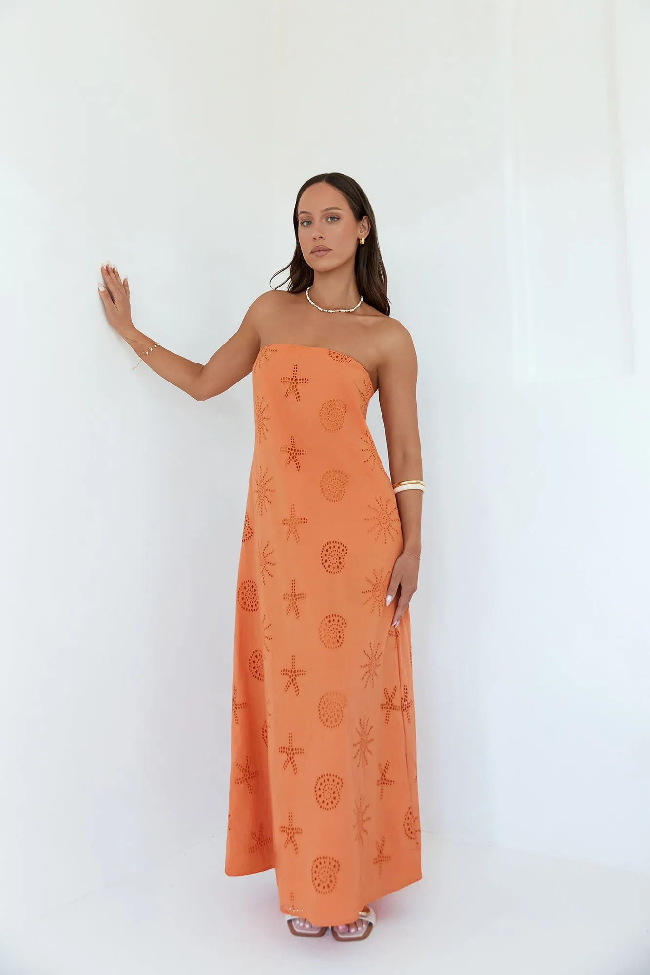 Heart To Heart Strapless Maxi Dress Orange sold by Fortunate One product image thumbnail 3