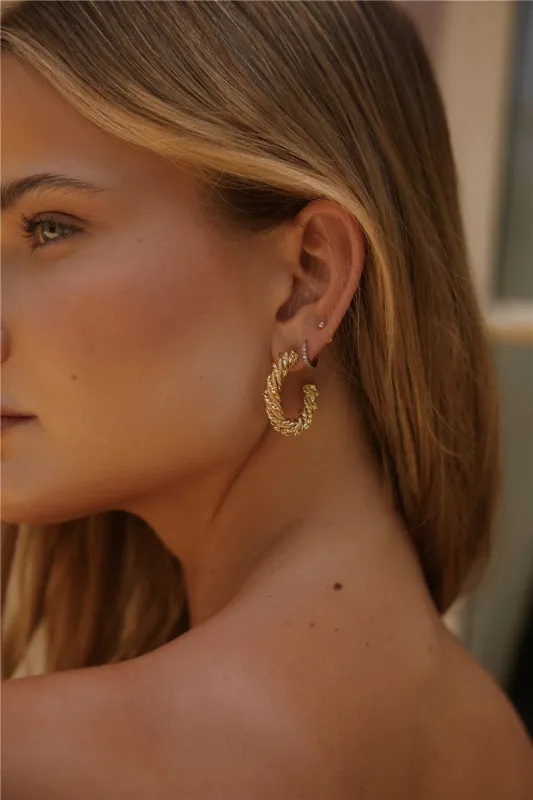 18k Gold Plated Charmed Hoop Earrings Gold sold by Fortunate One