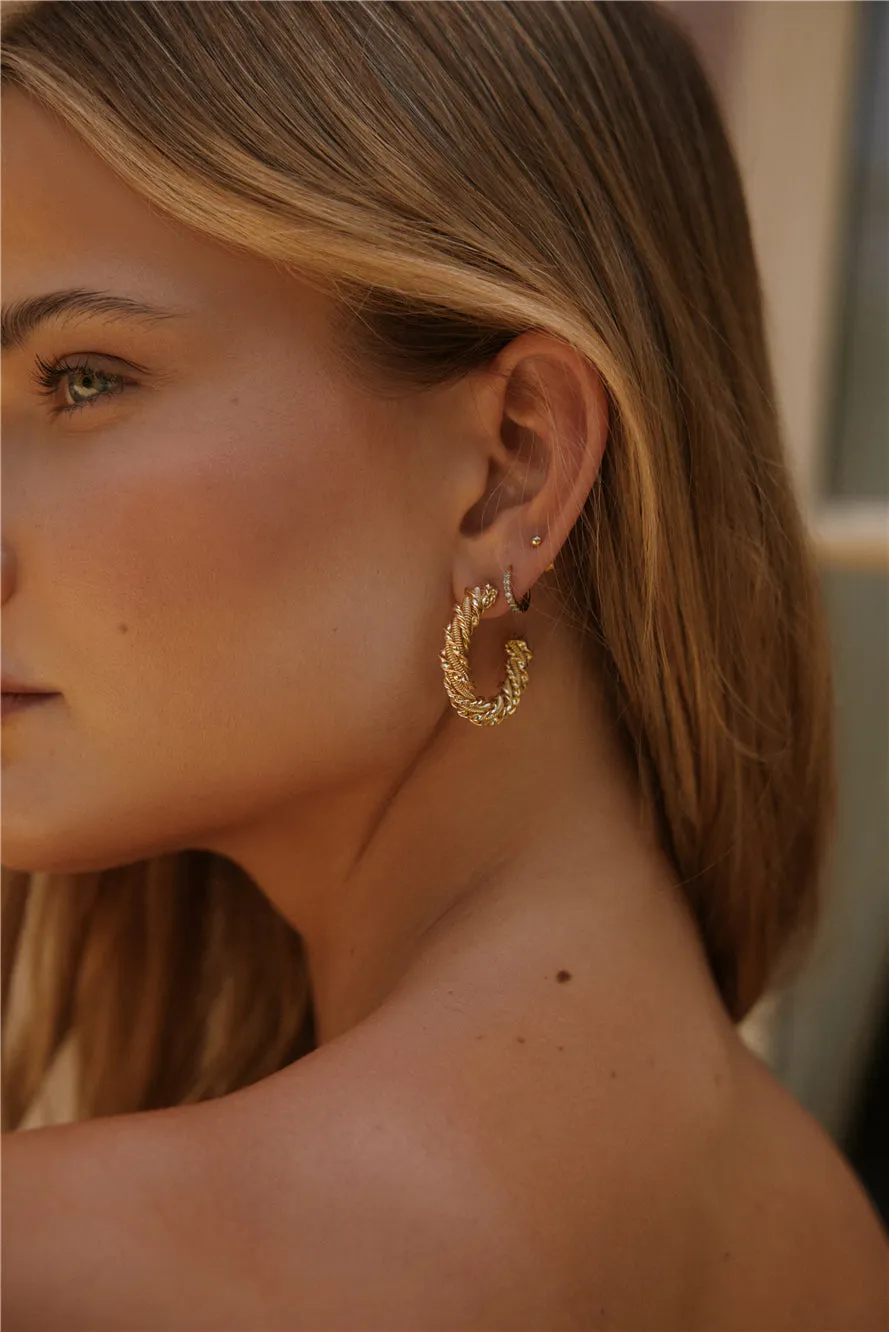 18k Gold Plated Charmed Hoop Earrings Gold sold by Fortunate One