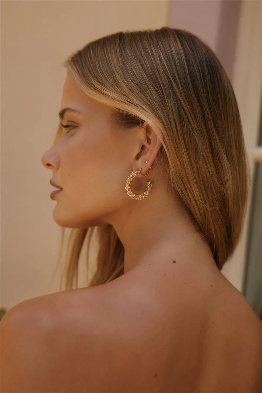 18k Gold Plated Charmed Hoop Earrings Gold sold by Fortunate One product image thumbnail 2