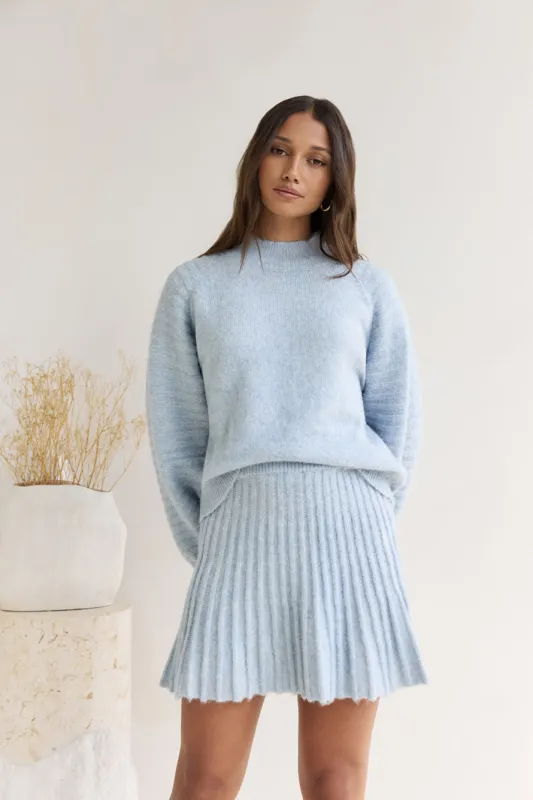 Season Of Dreams Knit Mini Skirt Blue sold by Fortunate One