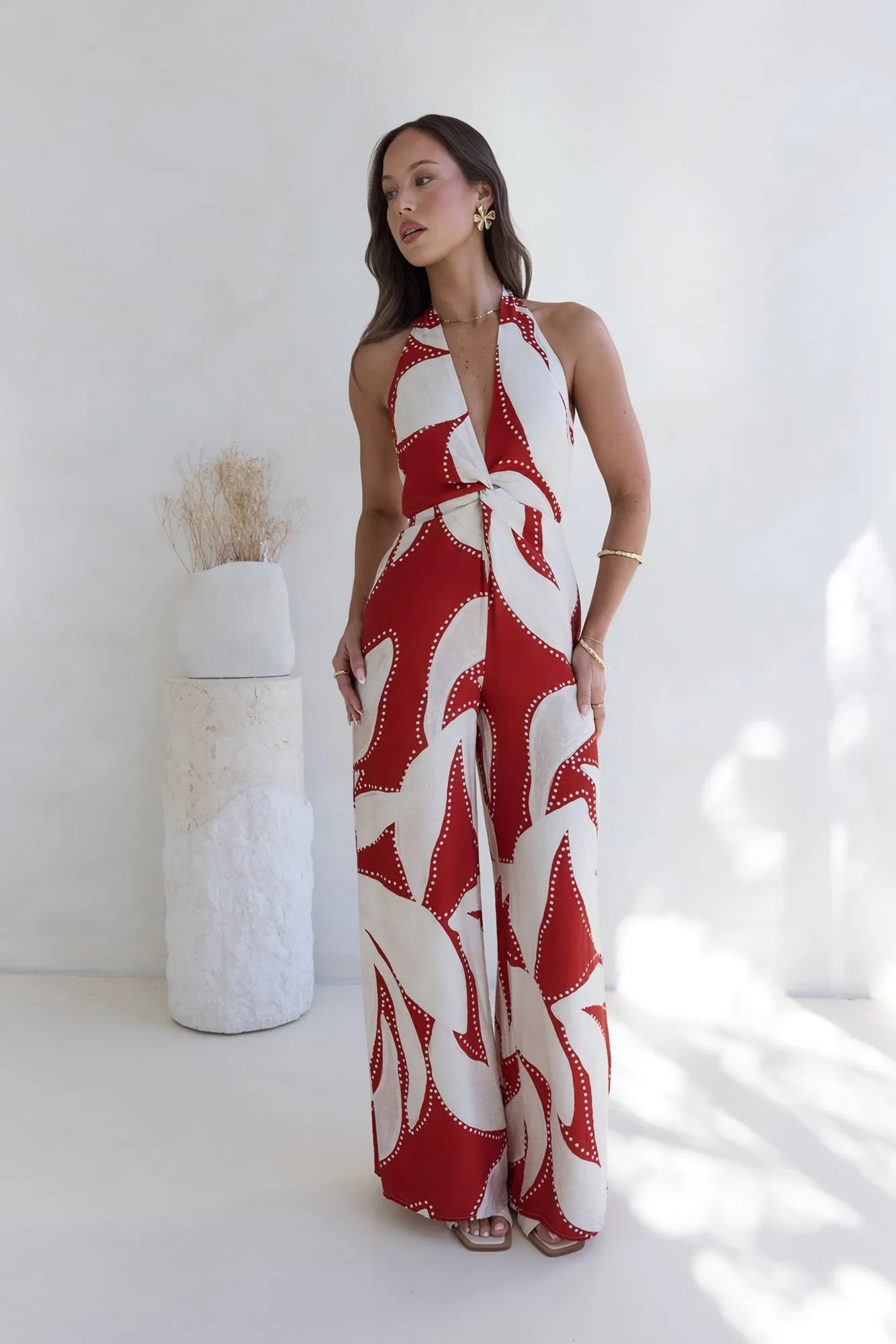 Arlette Halter Jumpsuit Arlette Red sold by Fortunate One product image thumbnail 3