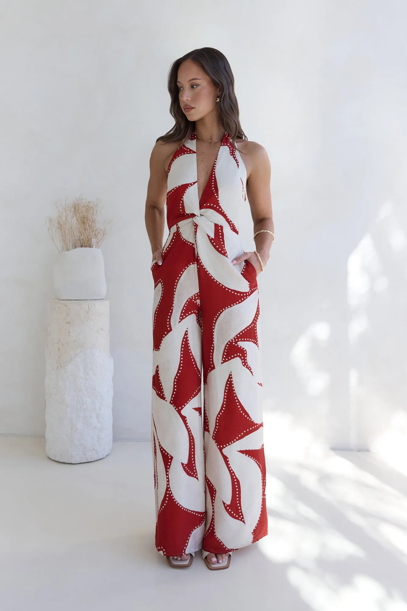 Arlette Halter Jumpsuit Arlette Red sold by Fortunate One product image thumbnail 4