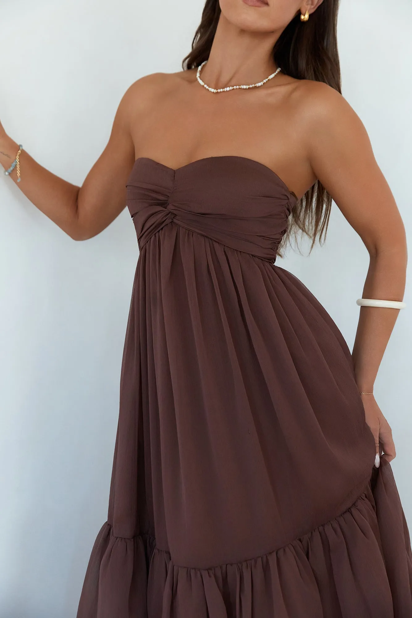Unforgettable Style Strapless Maxi Dress Brown sold by Fortunate One product image thumbnail 3