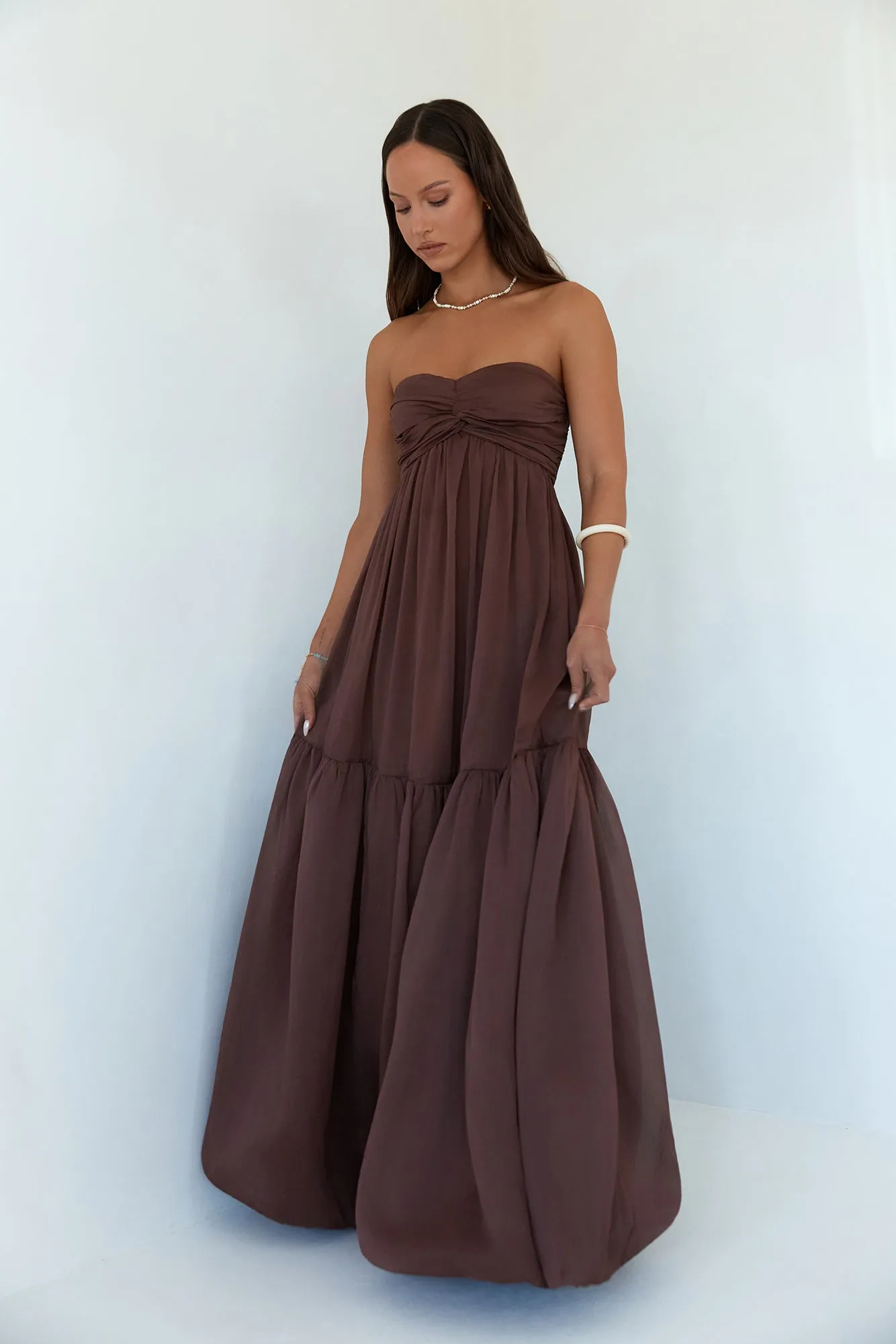 Unforgettable Style Strapless Maxi Dress Brown sold by Fortunate One product image thumbnail 4