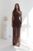 Beachfront Soirée One Shoulder Maxi Dress Chocolate sold by Fortunate One