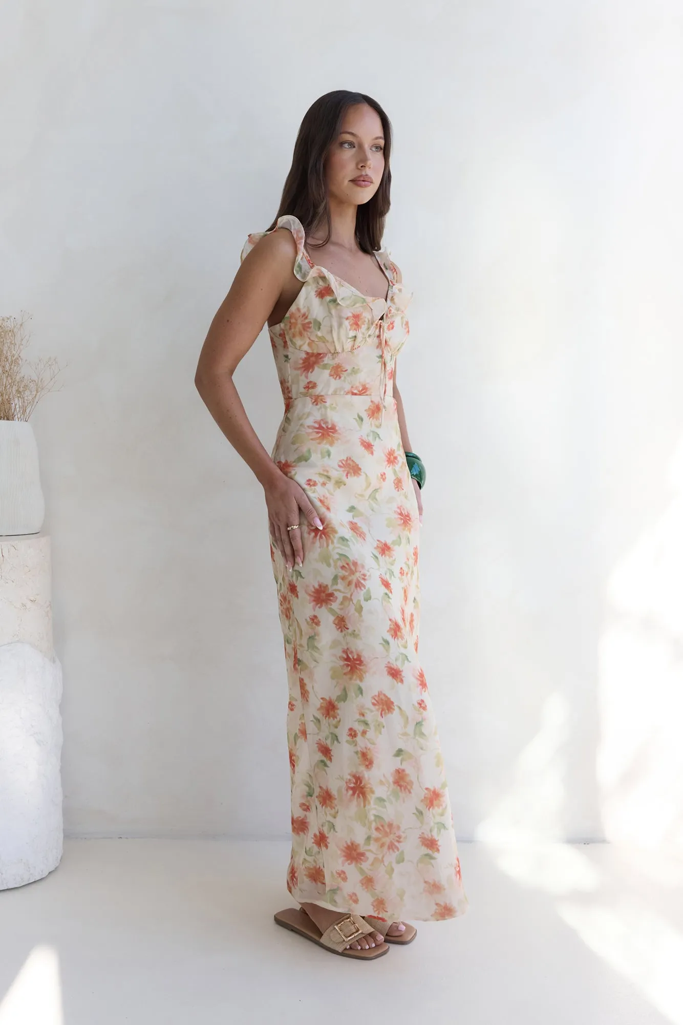 Glimmer Glide Maxi Dress Orange sold by Fortunate One product image thumbnail 4