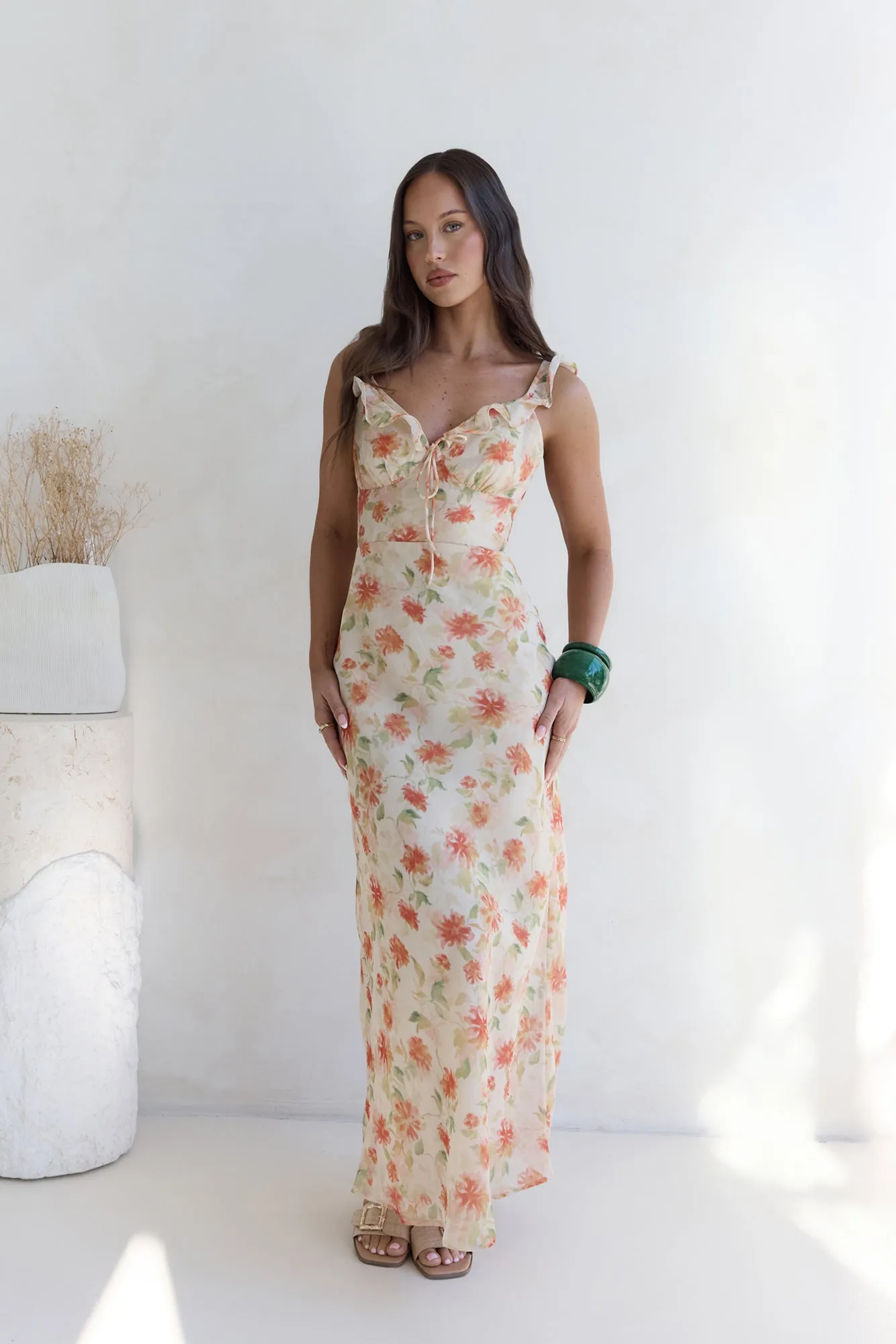 Glimmer Glide Maxi Dress Orange sold by Fortunate One product image thumbnail 3
