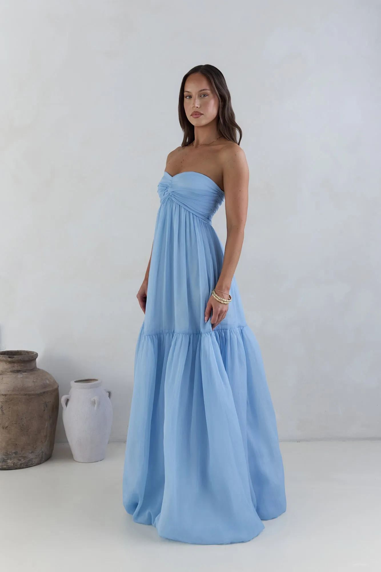 Unforgettable Style Strapless Maxi Dress Blue sold by Fortunate One