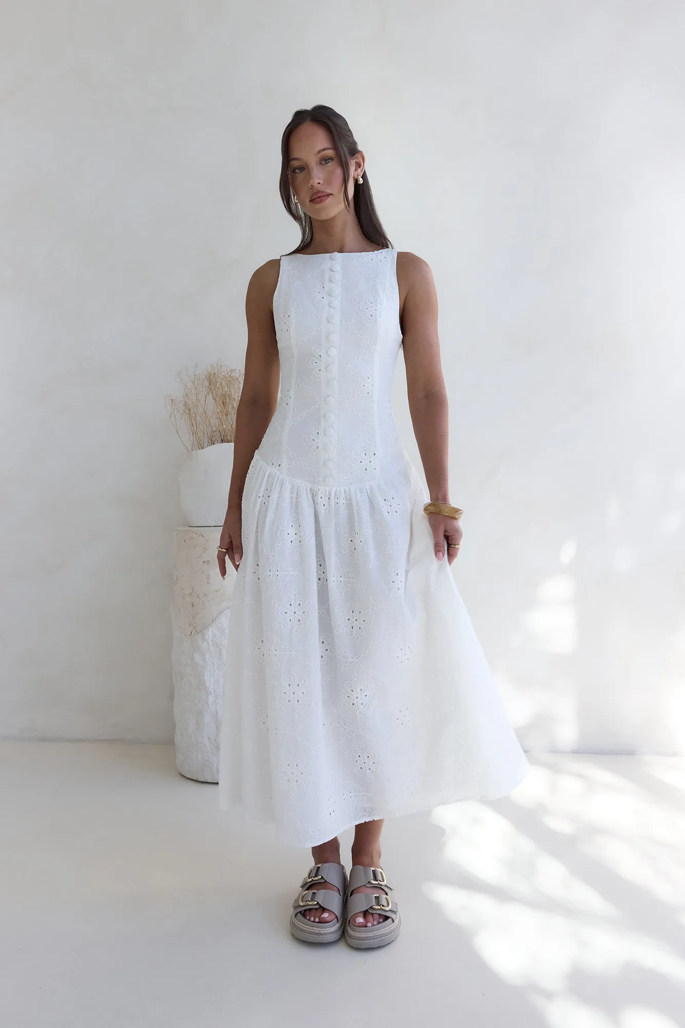 Jasmine Jewel Embroidered Maxi Dress White sold by Fortunate One product image thumbnail 3