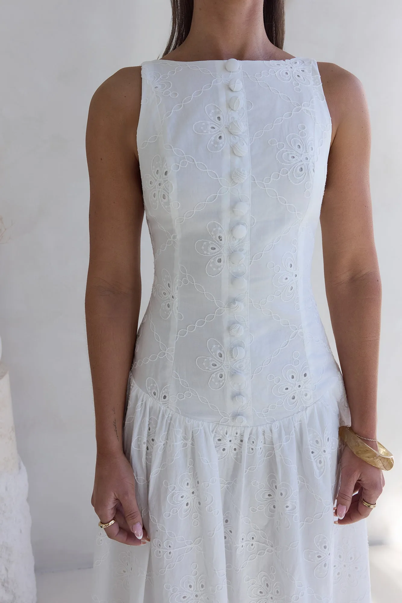 Jasmine Jewel Embroidered Maxi Dress White sold by Fortunate One product image thumbnail 4