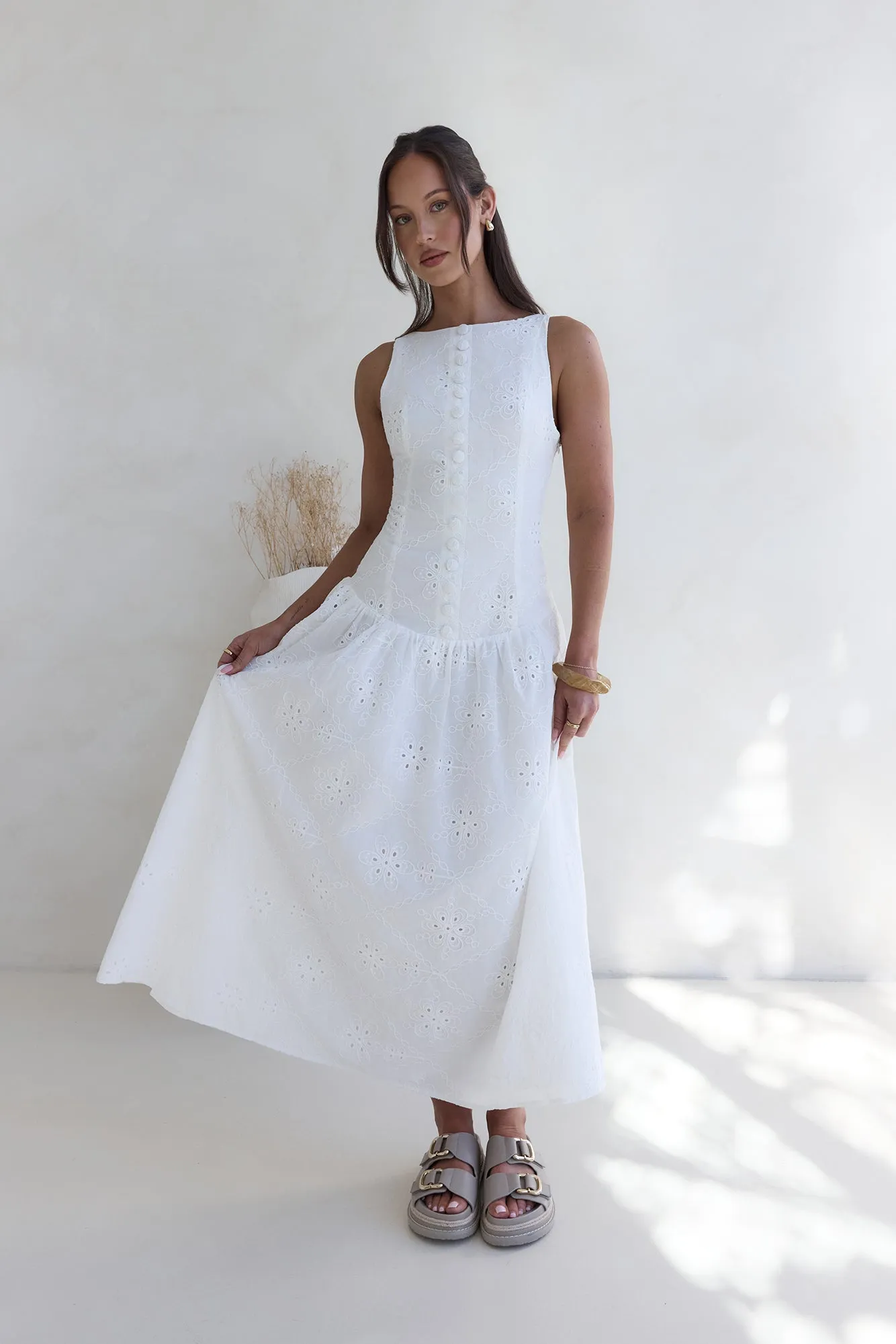 Jasmine Jewel Embroidered Maxi Dress White sold by Fortunate One product image thumbnail 5