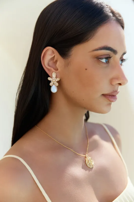 18k Gold Plated Sunlit Siren Earrings Gold sold by Fortunate One