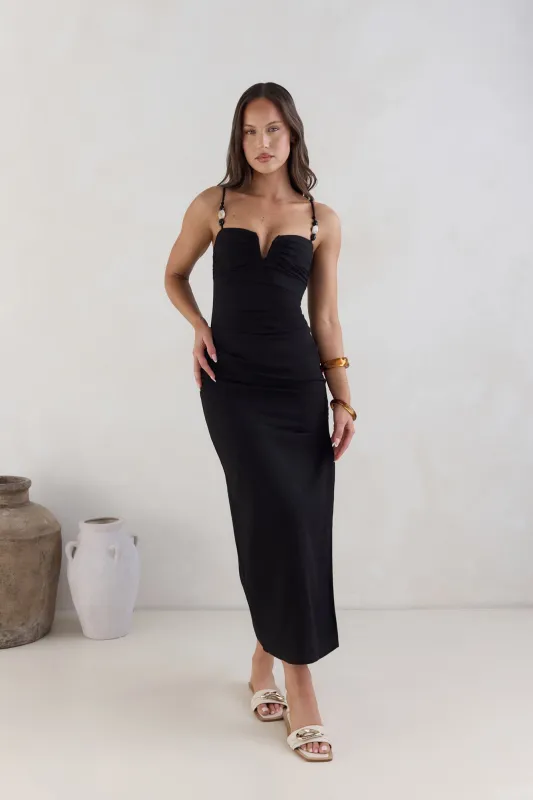 Marianna Midi Dress Black sold by Fortunate One