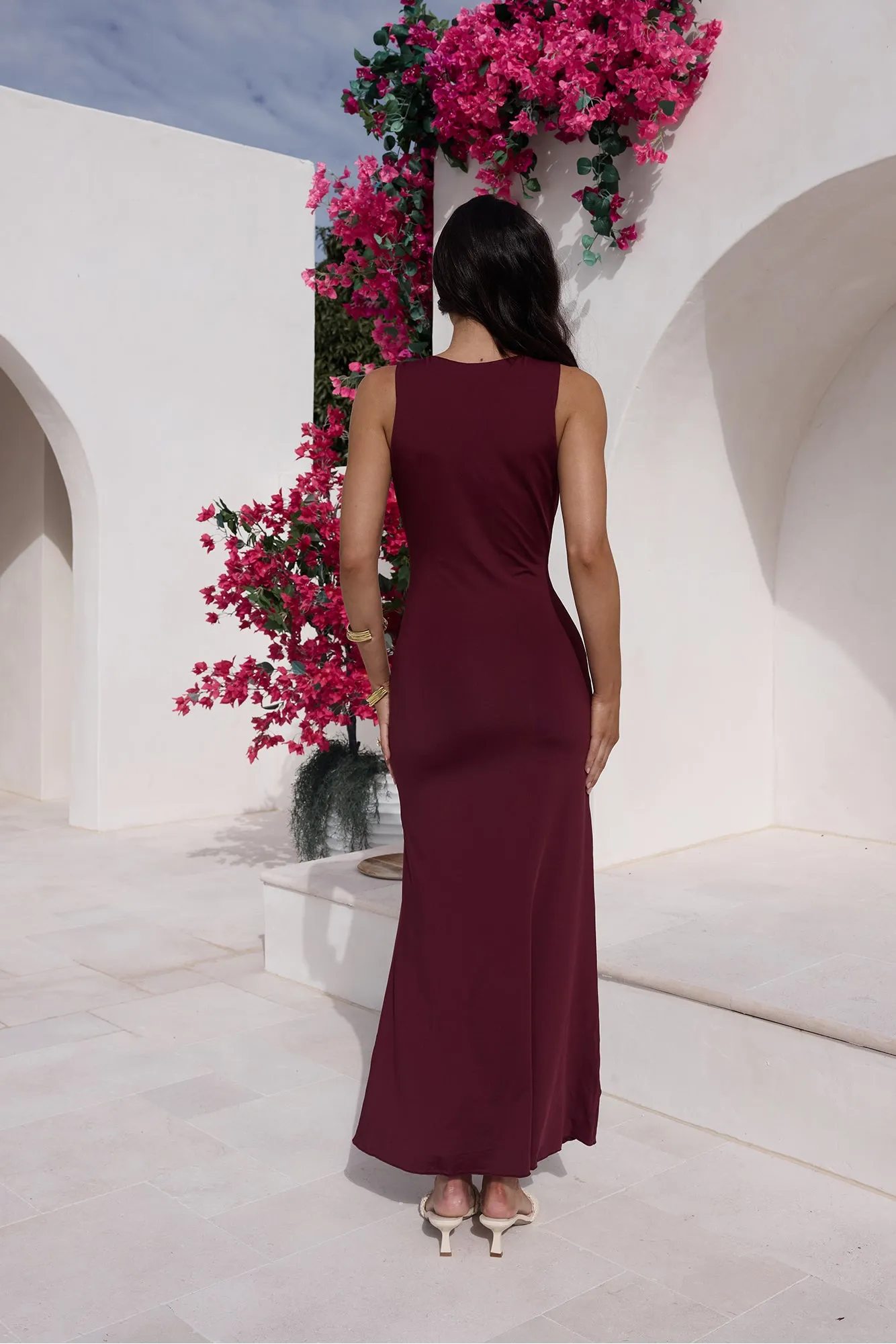 Coastal Caprice Maxi Dress Burgundy sold by Fortunate One product image thumbnail 2