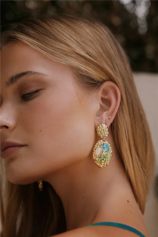 18k Gold Plated Ocean Glimmer Earrings Gold sold by Fortunate One