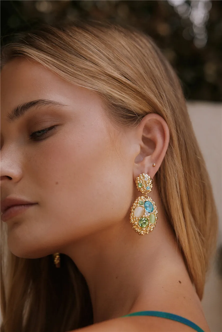 18k Gold Plated Ocean Glimmer Earrings Gold sold by Fortunate One