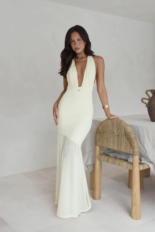 Ocean Winds Halter Maxi Dress Yellow sold by Fortunate One