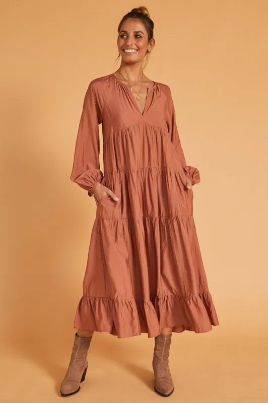 From My Heart Maxi Dress Rust sold by Fortunate One