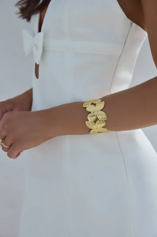 18k Gold Plated Floral Breeze Cuff Bracelet Gold sold by Fortunate One