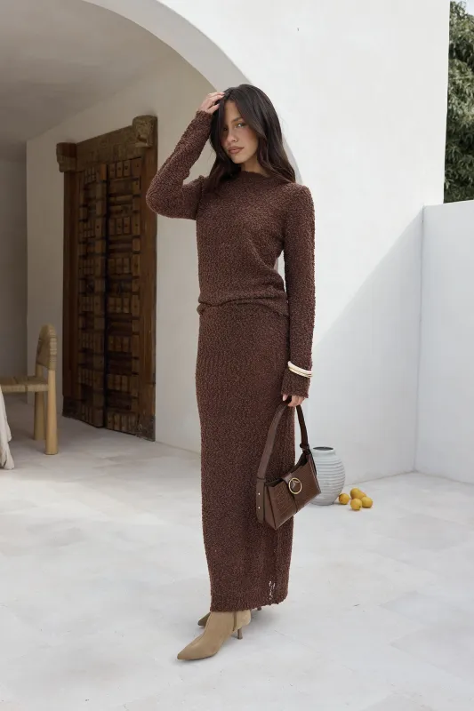 Understated It Girl Maxi Skirt Brown sold by Fortunate One