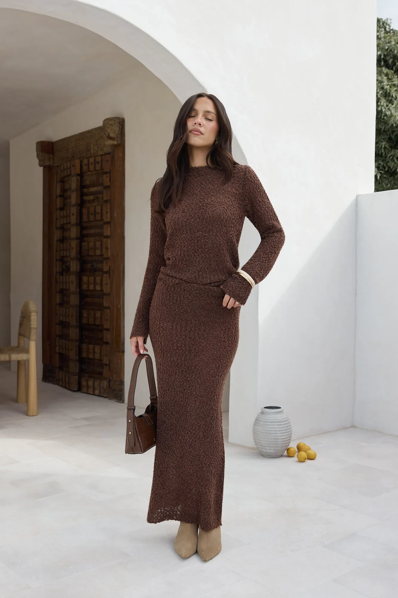 Understated It Girl Maxi Skirt Brown sold by Fortunate One product image thumbnail 4