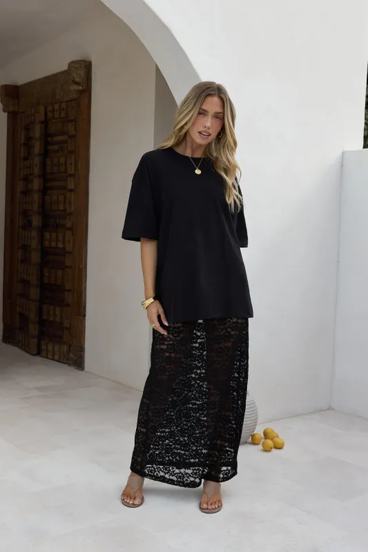 Lover Of The Moon Lace Maxi Skirt Black sold by Fortunate One