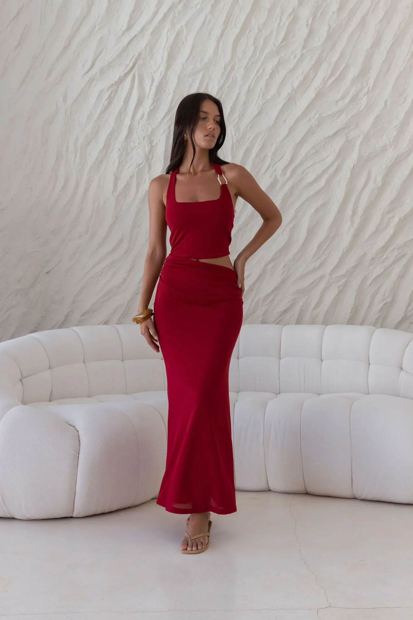 Horizon Hunter Maxi Dress Maroon sold by Fortunate One product image thumbnail 5