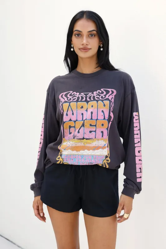 The Stacked L/S Tee Worn Black made by Wrangler