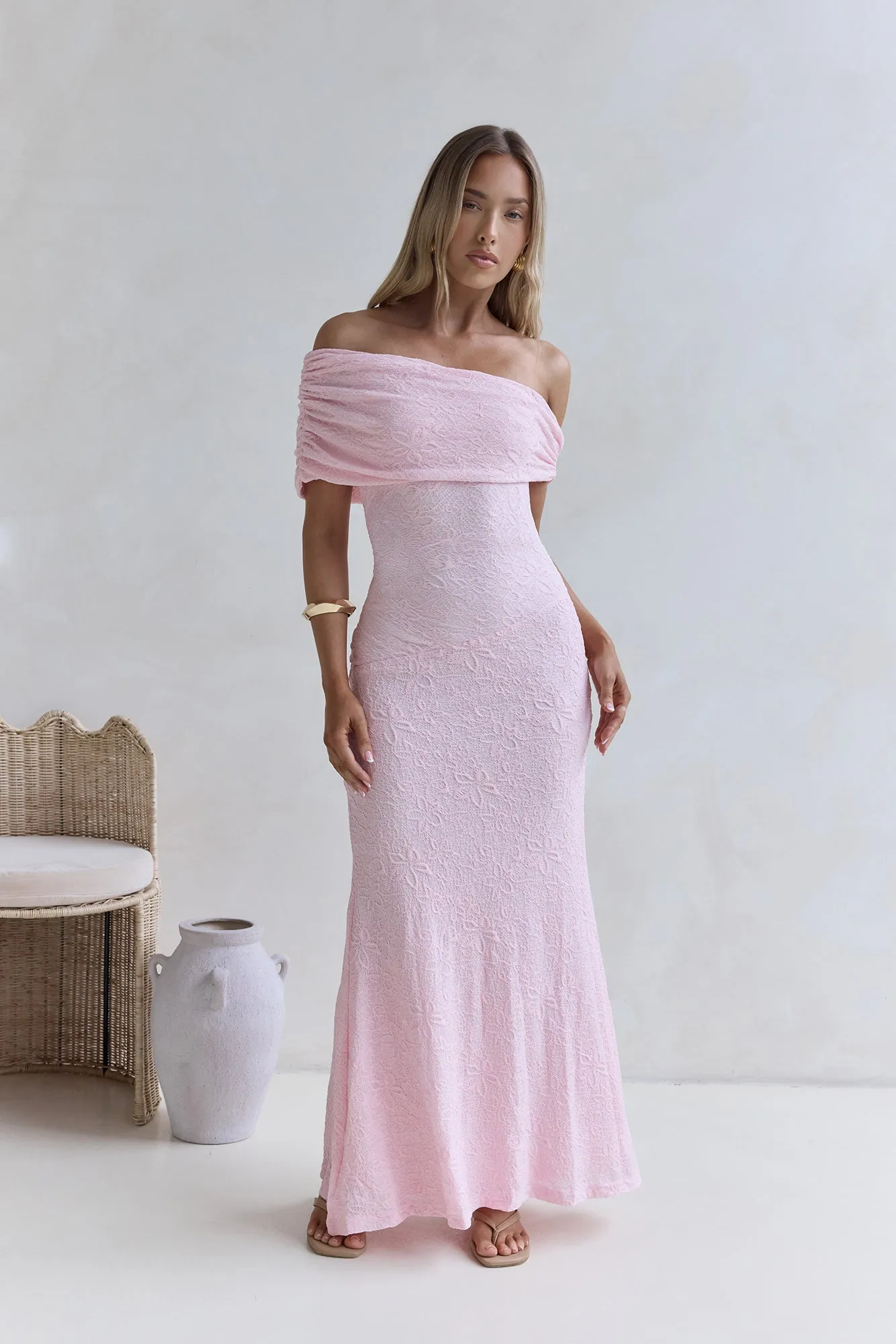 Sea And Selfies Off Shoulder Maxi Dress Pink sold by Fortunate One product image thumbnail 4
