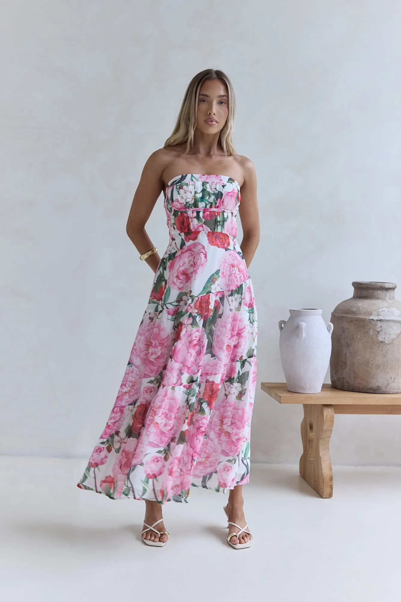 Bouquet In Bloom Strapless Maxi Dress Pink sold by Fortunate One product image thumbnail 3