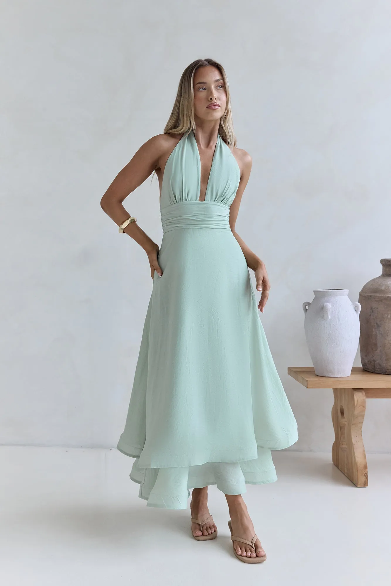 City Lights Calling Maxi Dress Green sold by Fortunate One product image thumbnail 3
