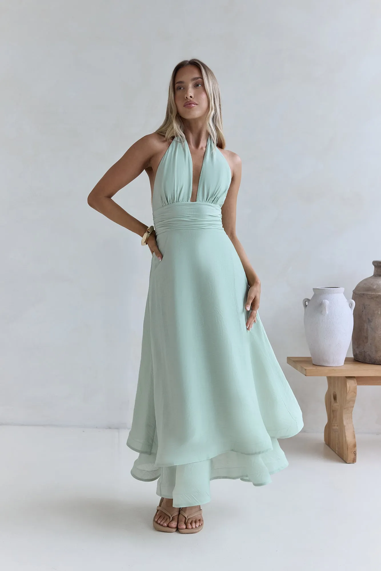 City Lights Calling Maxi Dress Green sold by Fortunate One product image thumbnail 4