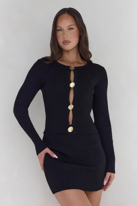 Snowdrop Knit Long Sleeve Top Black sold by Fortunate One